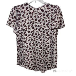 Premise Cream Floral Print Short Sleeve Blouse Size XS